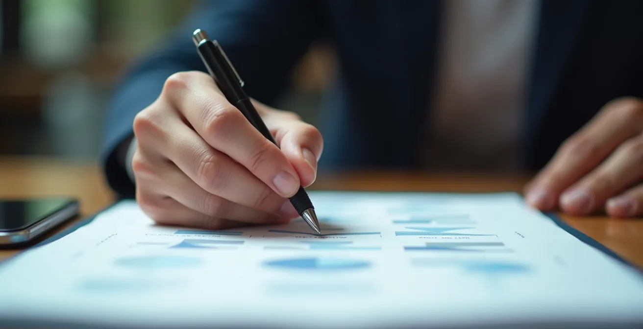 Nahaufnahme von professionellen Händen in einer erklärenden Geste während eines Beratungsgesprächs, was das Konzept des beratenden Verkaufs symbolisiert.