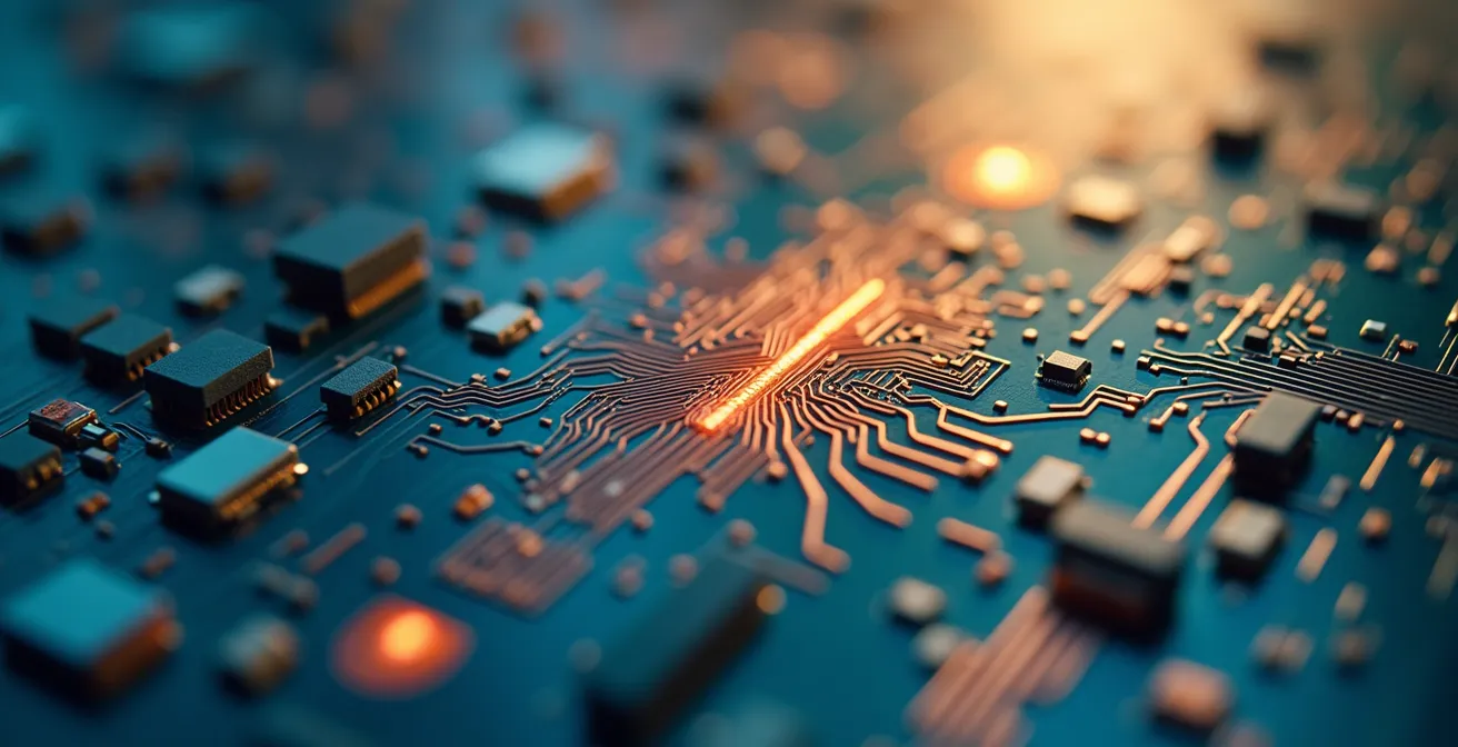 Abstrakte Darstellung des Übergangs von veralteter zu moderner Marketing-Technologie