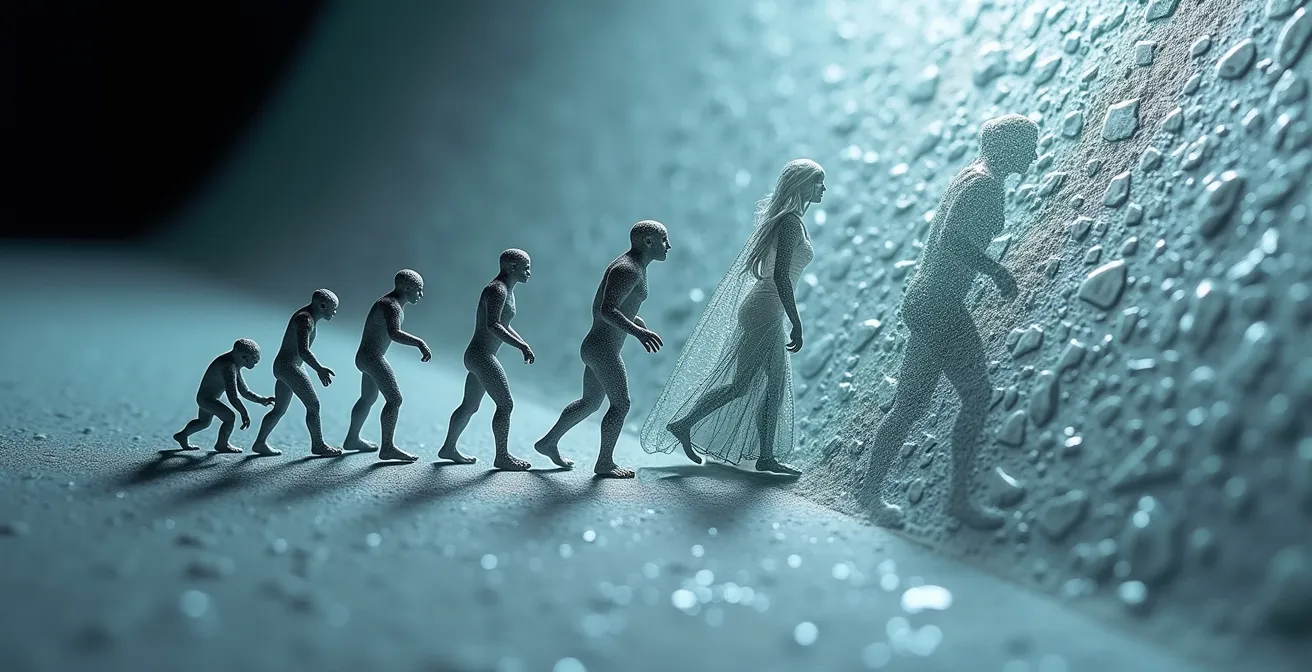 Makroaufnahme zeigt Logo-Evolution von Print zu Digital